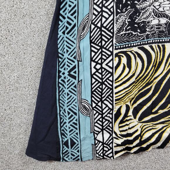 VTG Jams World Voile Zabiscus Dress Womens L Black White Rare Print Side Slit - Picture 8 of 14